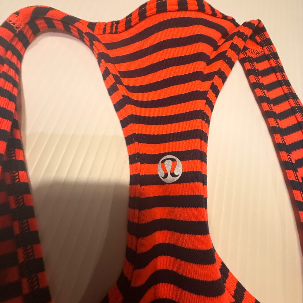 Lululemon Athletica Orange and Black Striped Tank Top - Picture 2 of 2